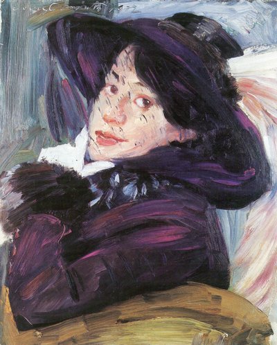 Portrait of a Lady with Purple Hat by Lovis Corinth